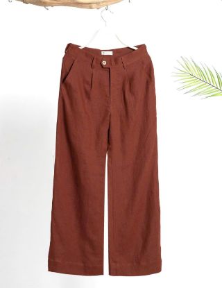 Quần dài 1 ly linen tưng đỏ bã trầu