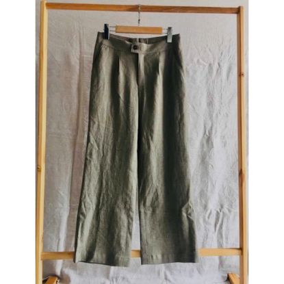 Ảnh của Quần dài 1 ly Linen tưng  rêu xám