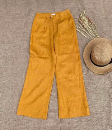 Ảnh của  Quần dài 1 ly linen tưng vàng bò