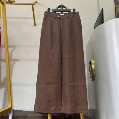 Ảnh của Quần dài 1 ly Linen nâu Cacao